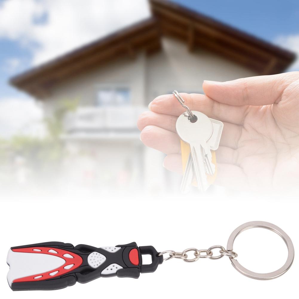 PVC Diving Theme Key Unique Short Flipper Shape Keychain Fin Key Gift