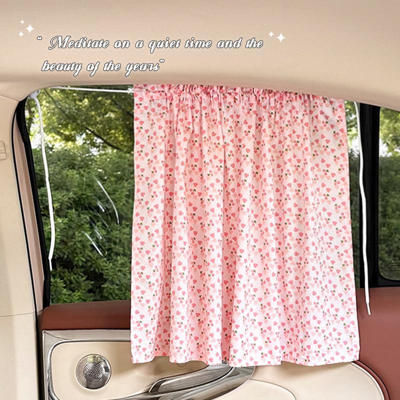 Car curtains Cartoon Cotton Fabric Car Curtain Sunshades - Suction Cup Design Sun Protection Heat Insulation Auto Sunshades
