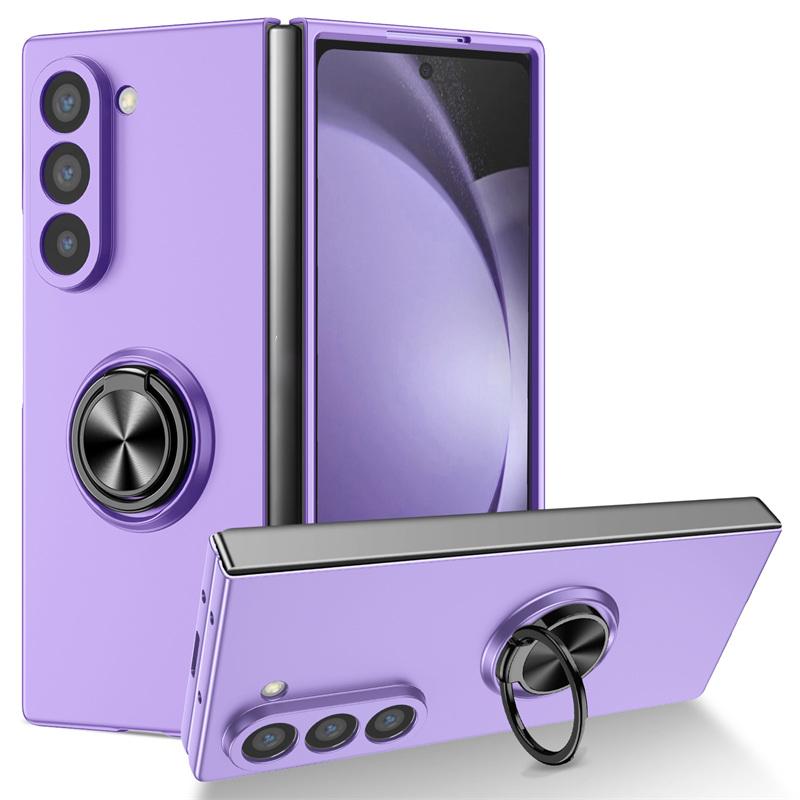 Ultra Thin Matte Hard PC Folding Phone Case for Samsung Galaxy Z Fold 7 6 5 4 3 360 Rotating Ring Holder Cover