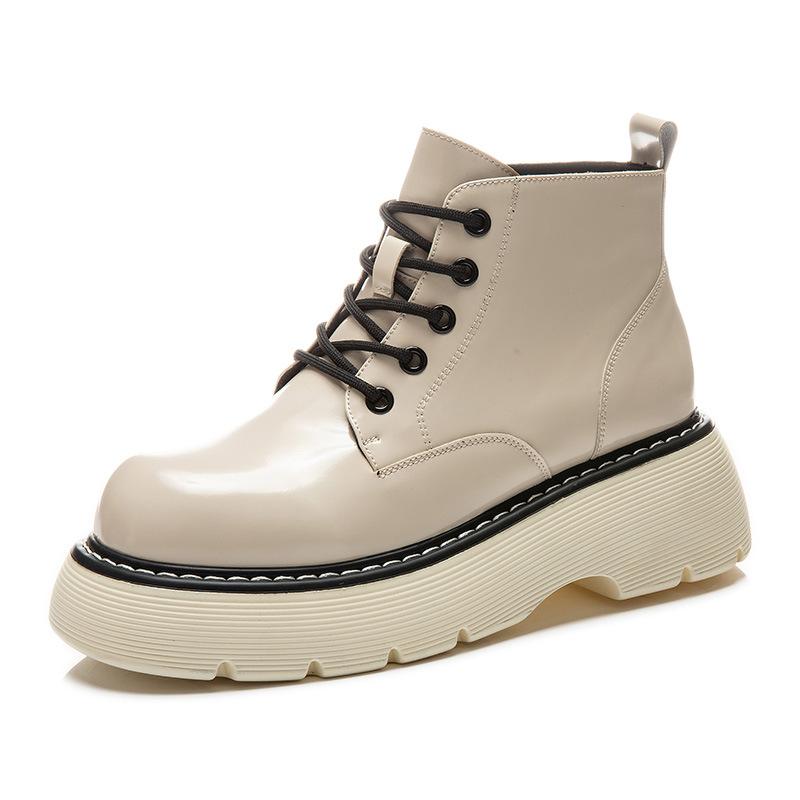 Кожаные ботинки Мартин женские 2025 осень новые грубый каблук платформа короткие ботинки детские высокий каблук полусапоги повседневные женские ботинки тренд