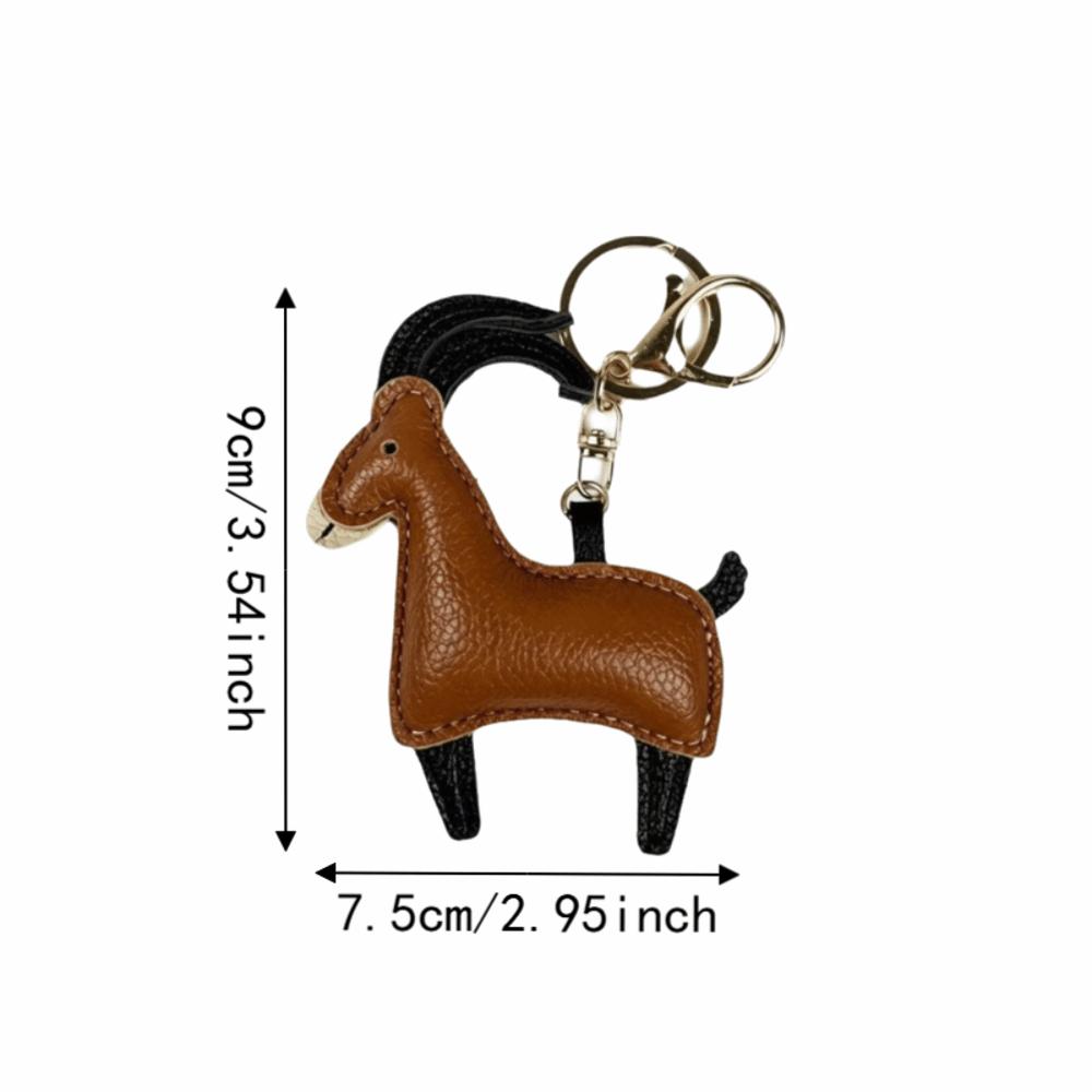 Lifelike Design Goat Pendant PU Leather Purse Charm Boho Antelope Keychain  Home Decoration