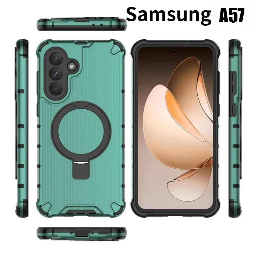 Магнитная подставка-кольцо с гофрированной поверхностью для Samsung S26 Ultra 25 Edge 24 FE 23 Plus A57/37/27/17/07 A56/36 A55/35/25/15 Противоударный чехол военного класса