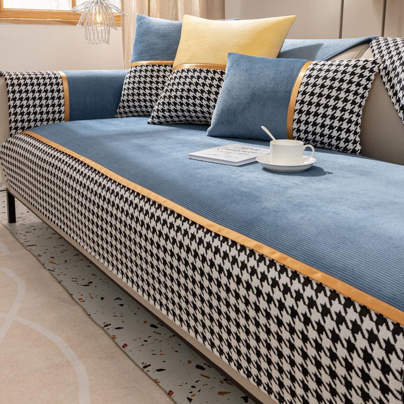 New Style Sofa Cushion Winter Plush Simple Modern Anti-slip Cushion Leather Sofa Cover Four-season Universal Cover Towel Thickening