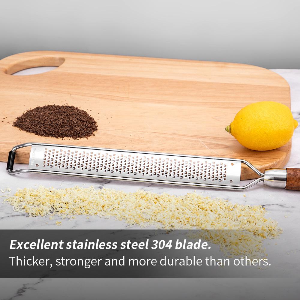 Leeseph Cheese Grater Wooden Handle Stainless Steel Vegetable Grater Multi-purpose Kitchen Food Shredder for Chocolate Butter 6