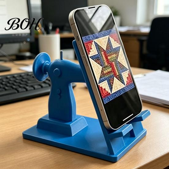 3D Printed Phone Stand Sewing Machine Stand, Vintage Mini Desk Holder for Cell Phone, Smooth Surface Hands-Free Tutorials, Unique Gift Crafters Table