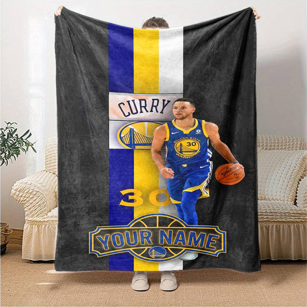 Golden State Curry Customize Text Blanket Throw Personalized Blanket Soft & Cozy Throw For Bedding Home Decor Nap Office Chair All-Season Use