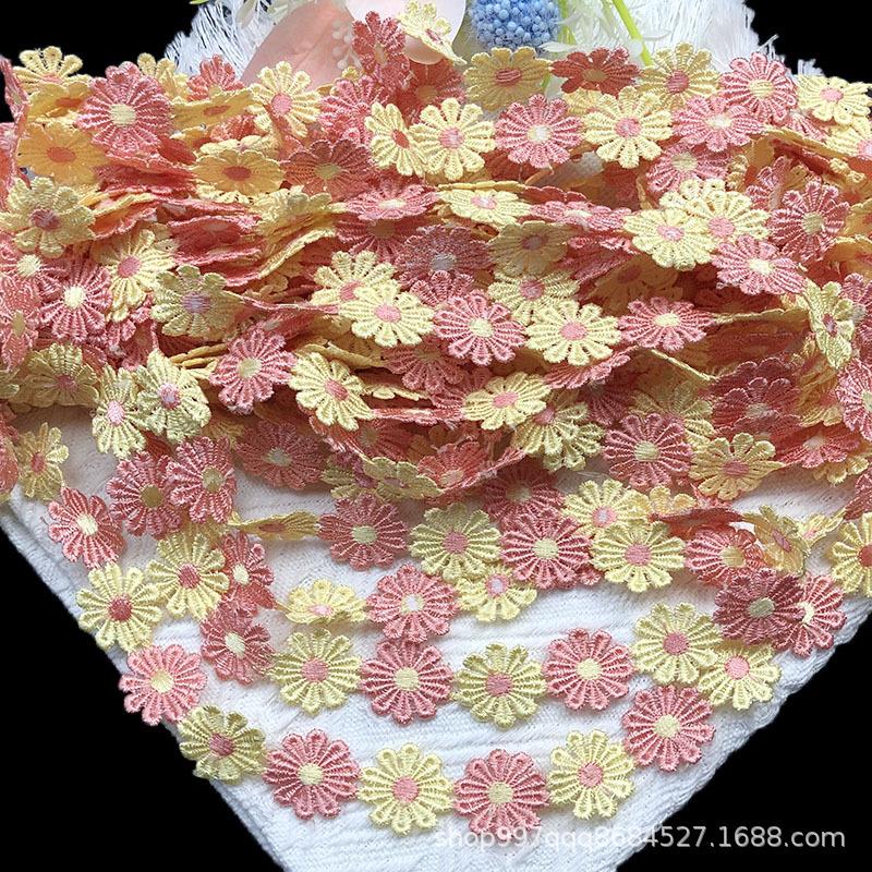 2,5 см в ширину красивая белая вышитая ромашковая кружевная ткань 3d цветы кружевная лента платье воротник шляпы головные уборы шитье отделка декор