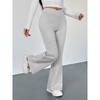 Women S Slim Fit Flared Pants Casual Street Style Grey