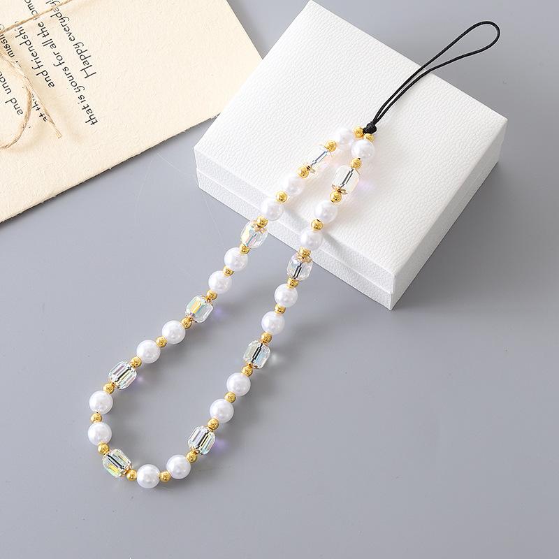 Korean Love Heart Beaded Phone Chain & Keychain Set for Women