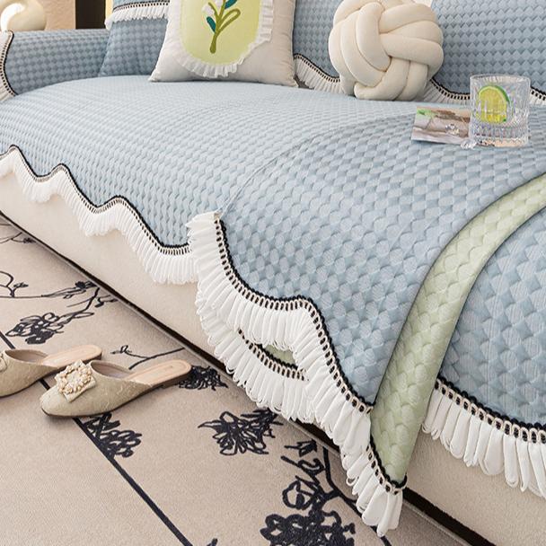Summer French Cold Bean Sofa Cushion New Cool Feeling Ice Silk High Feeling Summer Non-slip Cover Cloth Towel