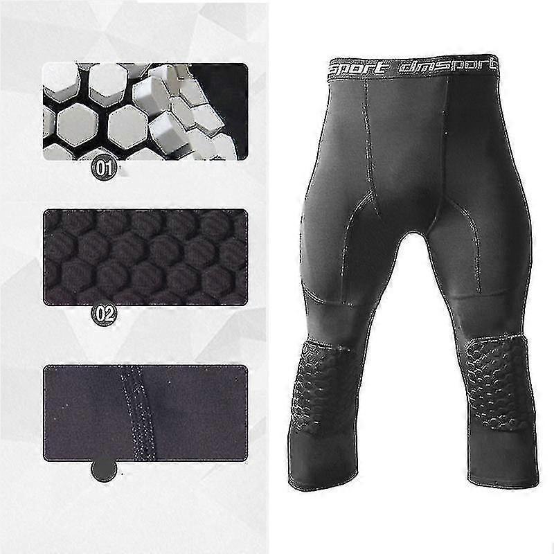 Basketball Leggings With Knee Pad For Men 3/4 Compression Trousers Sports Professional Knee Pads Anti-collision