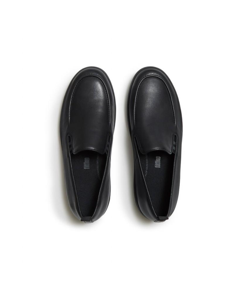 Мужские лоферы Fitflop Craft-Q из кожи, с вырезом на подъеме - Полностью черные (Ft61K1L055)