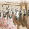 5Pcs Multifunctional Clothes Drying Clip with Hook Stainless Steel Space-saving Rubber-coated Metal Clip Hook