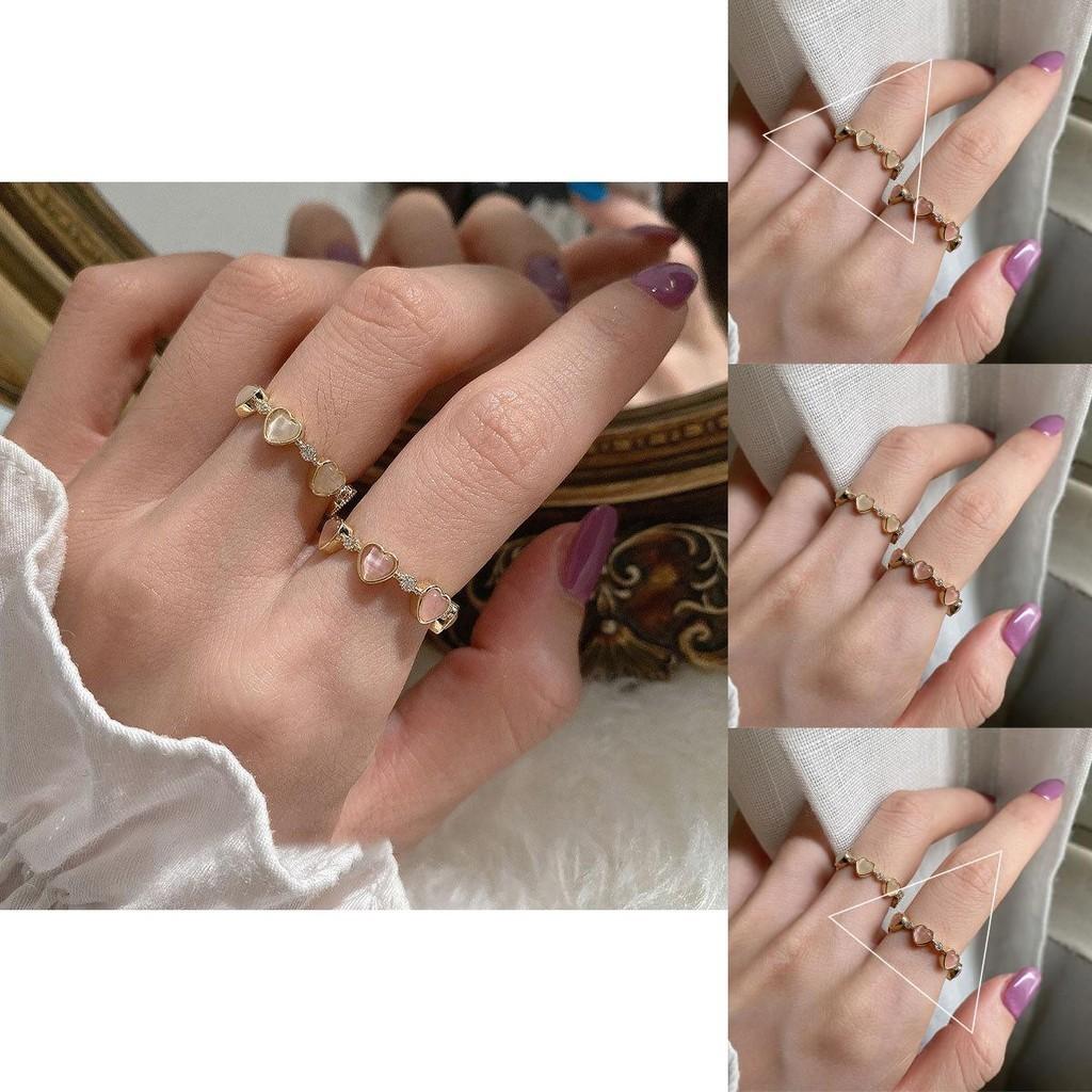 Stylish Korean Geometric Design Adjustable Ring For Women With Sparkling Accents