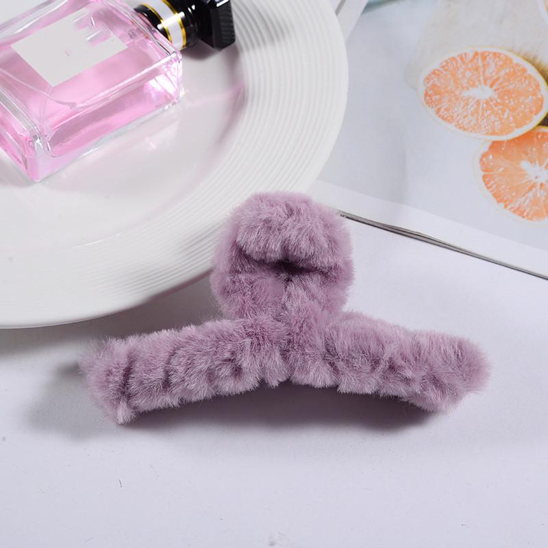 Зимние заколки для волос кролика с когтями. Удобные большие заколки для волос. Красивые однотонные заколки из кроличьей шерсти. Модные головные уборы.