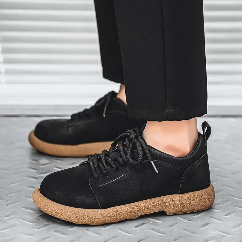 Мужская повседневная обувь Удобная Ретро Мужская кожаная повседневная обувь Мужская модная ретро обувь на плоской подошве для мужчин