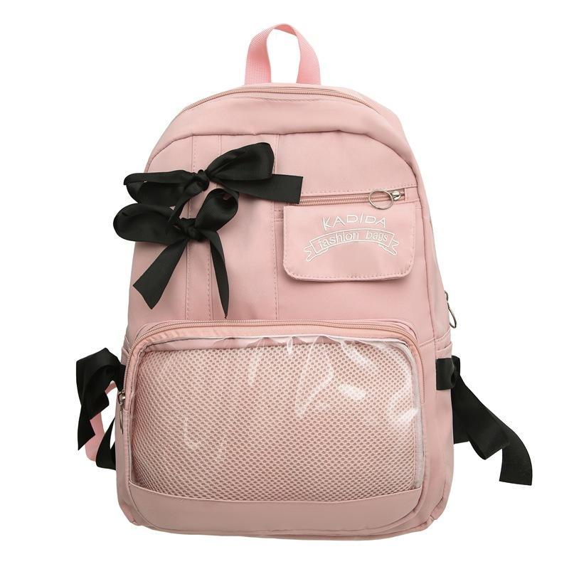 Bow Student School Bag Women's College Style Backpack Large Capacity Backpack