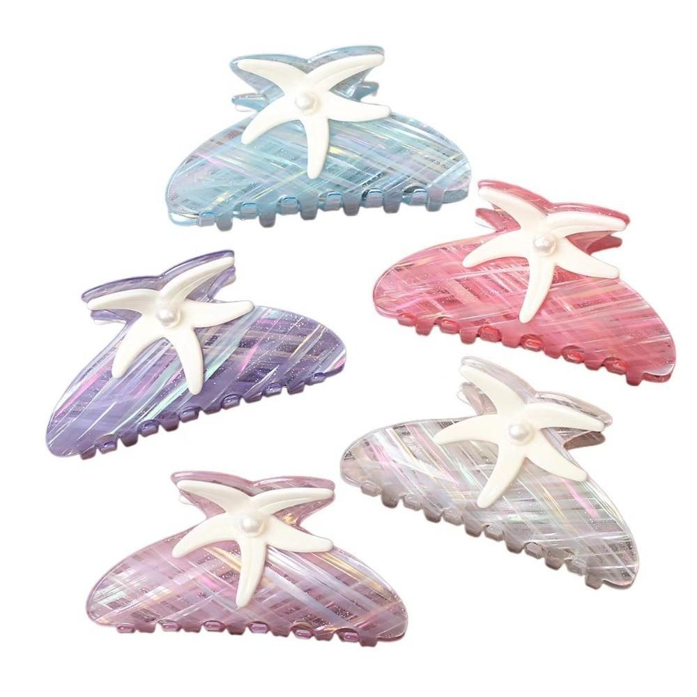 Shark Clip Pearl Hair Claw Colorful Acrylic Shark Clip Personalized Starfish Hair Grab  Streetwear