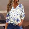 Women's T Shirt Print Button 3/4 Sleeve Daily Weekend Fashion Basic V- Neck Regular Top