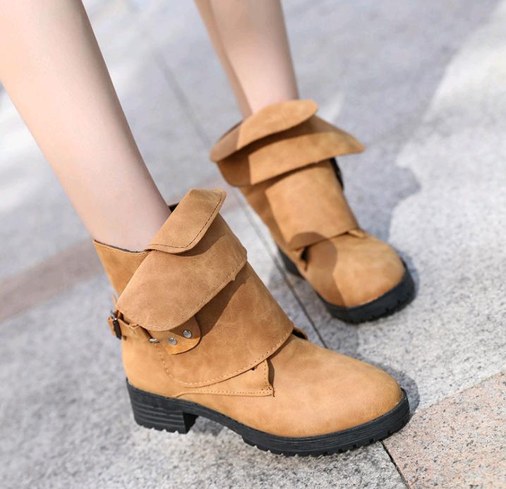 2024 долларов зимой голова высоко с толстым с внешней торговлей отбортовка пряжка ремня два носить короткие сапоги сапоги больших ярдов yujk