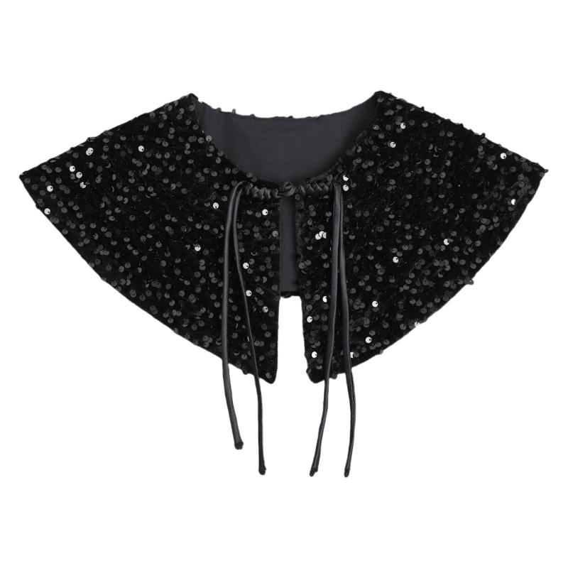 Пайетки Стеганая накидка Ложный воротник Китайская оборчатая кружевная шаль-накидка Шарф Декоративный аксессуар для женской одежды
