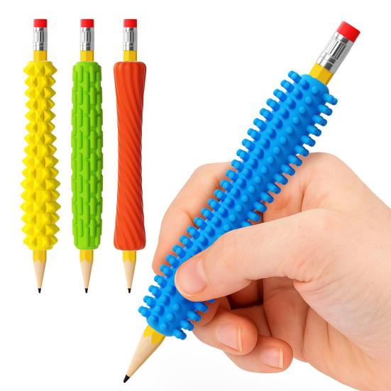 Текстурированные силиконовые накладки для карандашей для снятия стресса, сенсорные фиджет-рукава