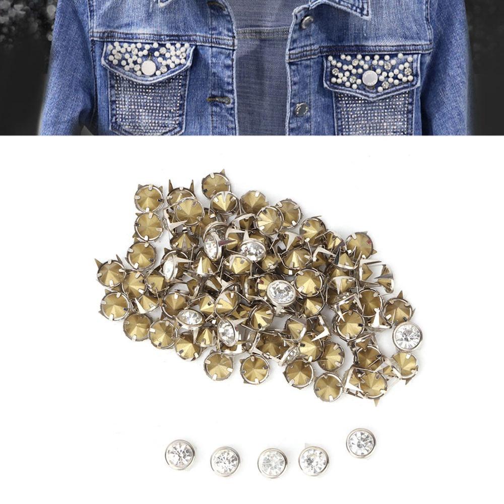 100pcs Crystal Inlay Decorative Metal Studs DIY Leather Craft Studs Leather Craft Decoration