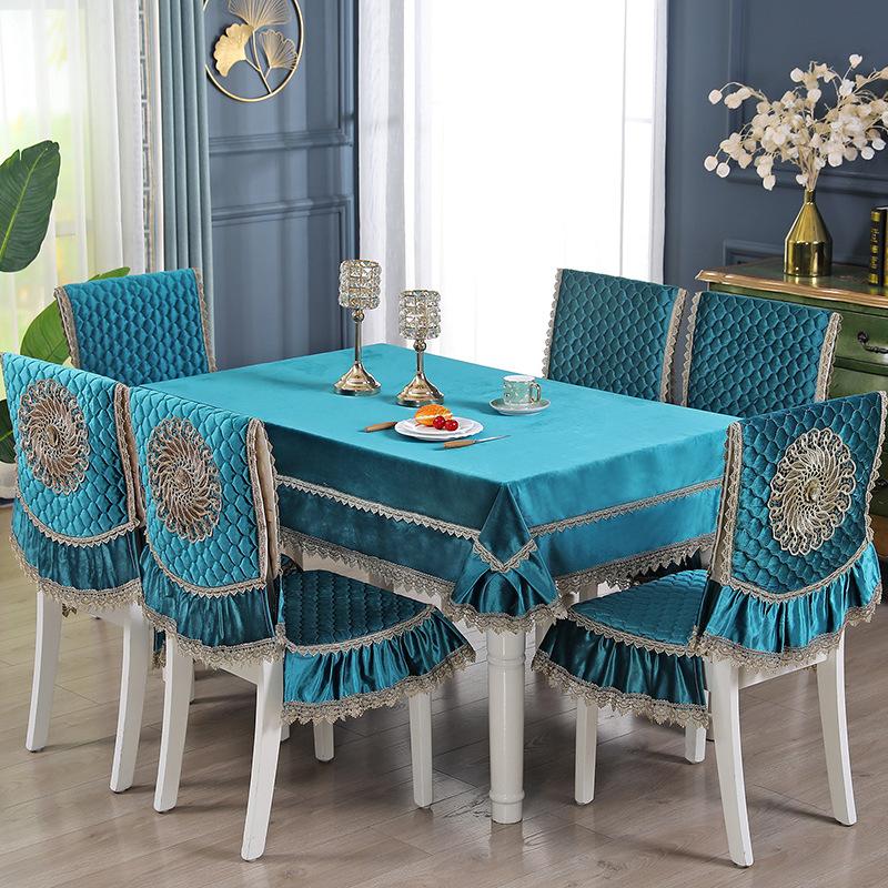 Роскошная фланелевая скатерть с кружевом, квадратная скатерть, вышивка, чехол на стул, подушка на обеденный стул для гостиной, кофейная скатерть