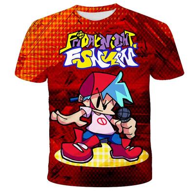 Летние детские футболки с короткими рукавами для мальчиков с рисунком Friday Night Funkin Game для девочек 1–14 лет, детские футболки для маленьких мальчиков, одежда