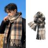Thicken Plaid Wool Scarf Windproof Checkered Scarf Simple Winter Cashmere Scarf  Unisex