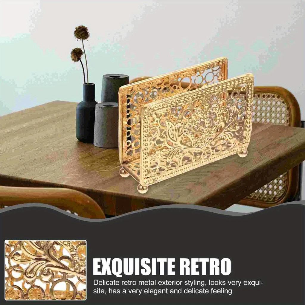 Retro Metal Napkin Holder Vertical Desktop Tissue Holders Square Hollow Desig Restaurant Paper Storage Rack for Dinners Offices