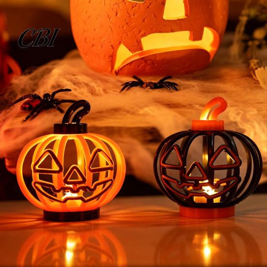 Halloween Pumpkin Lights Lantern, LED Light Up Hollow Ornament, Battery Operated Statue with Warm for Indoor Outdoor Party Decor Creative Holiday