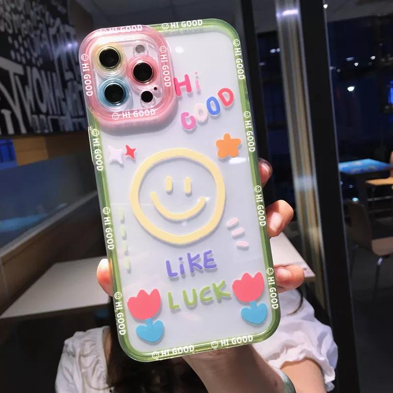 Милый мультяшный смайлик Прозрачный чехол для телефона Для iPhone 14 Pro Max 13 12 11 X XS XR 7 8 Plus SE Пара Прозрачный Мягкий Ударопрочный Чехол