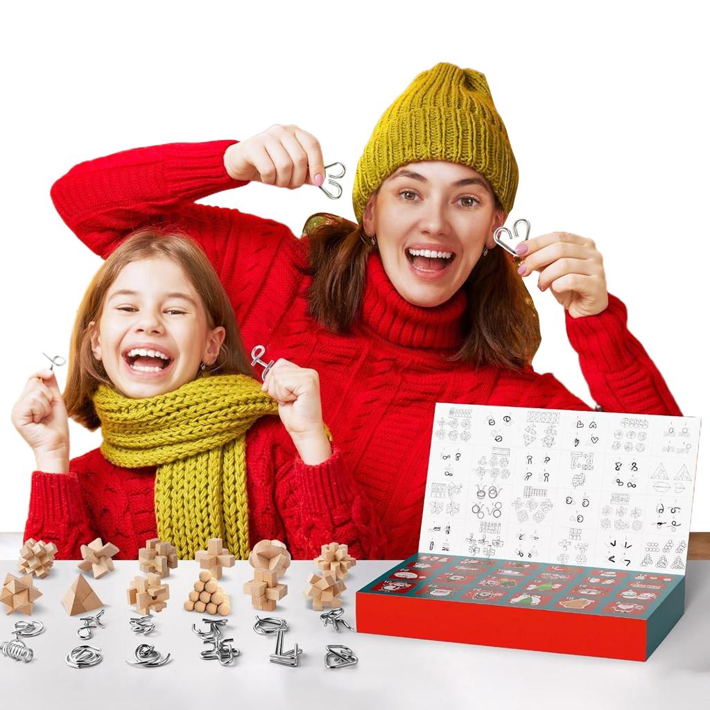 24-Day Brain Teaser Advent Calendar 24 Challenging Puzzles 3D Logic Games for Teens Adults Christmas Countdown Calendar