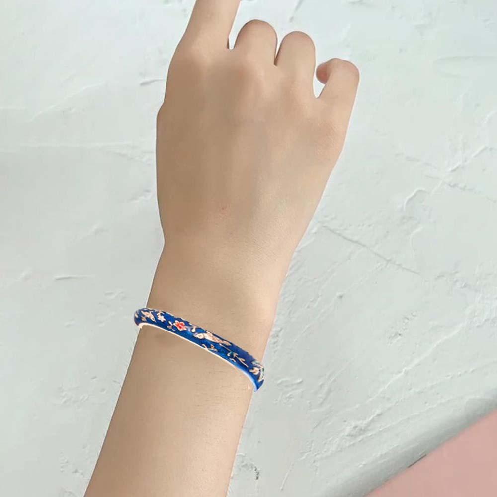 Аксессуары для ханьфу Филигранная эмалевая манжета Традиционный ажурный браслет с цветами Подарок на День матери