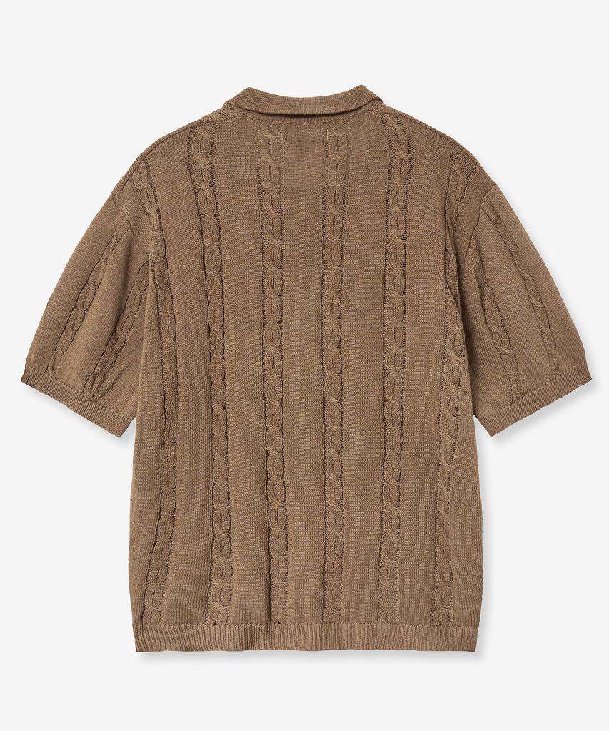 VTWO Cool Washable Cable Polo Knit (Brown)