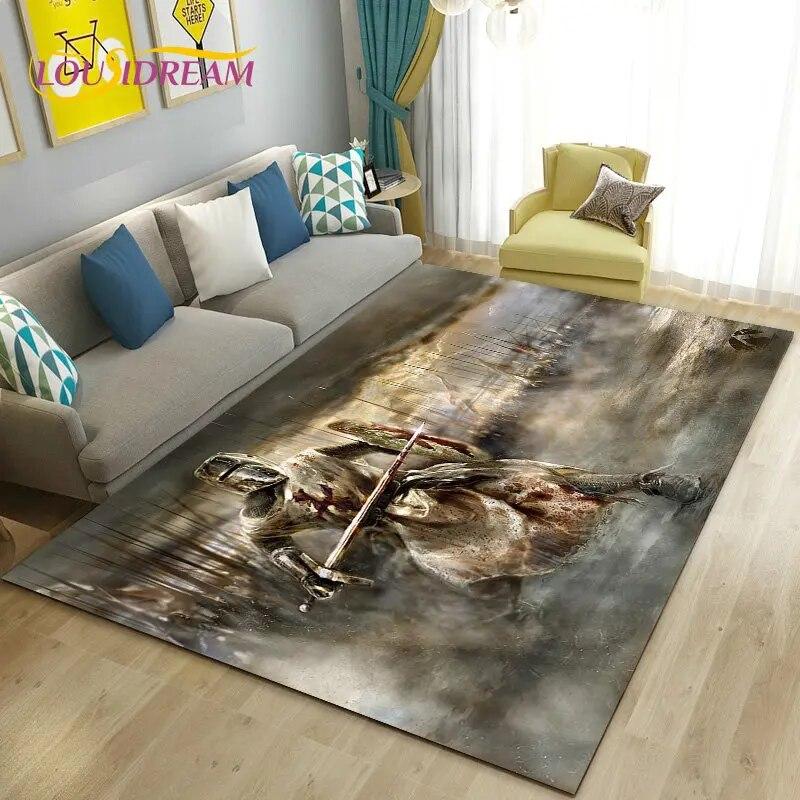 Ковер Игровой Зона Рыцарь Тамплиер Крестоносцы Большой,Ковер для Гостиной Спальни Дивана Придверный коврик Кухня,Нескользящий Коврик для Пола