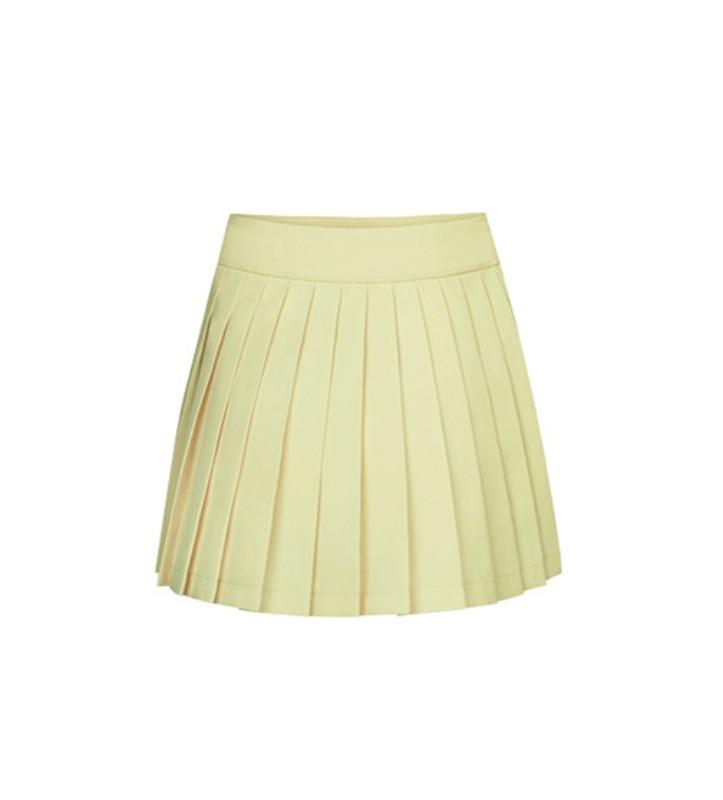 Ssideuneuwa Women'S Luxe Pleated Skirt (Pastel Yellow)