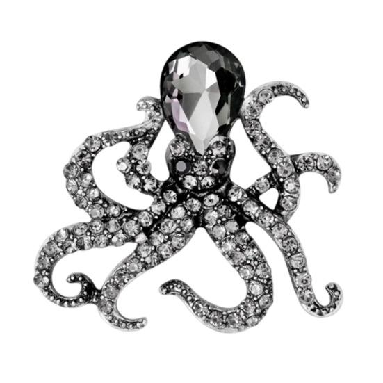 Sparkly Octopus Brooch Rhinestone Octopus Brooch Pin Sea Creature Lapel Pin Accessory for Men Women Ocean Lovers Sweaters Coats Scarves