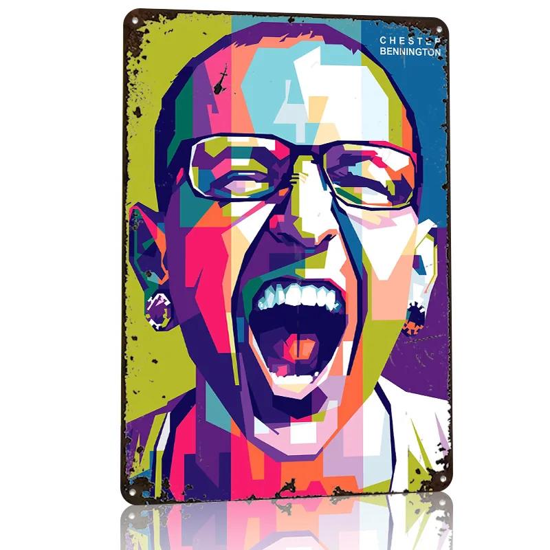 Chester Bennington Personalized D Textured Metal Poster Wall Art Tinplate Sign for Custom Plate Bedroom Accessories House