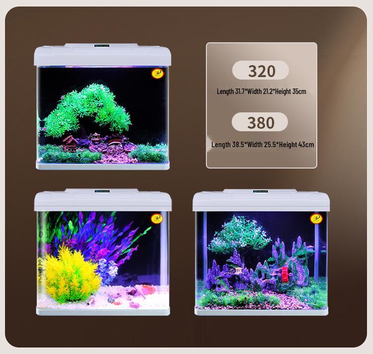 2024 Настольный прямоугольный стеклянный аквариум - Экологичный, Легкая смена воды, Идеально подходит для гостиной и маленьких золотых рыбок