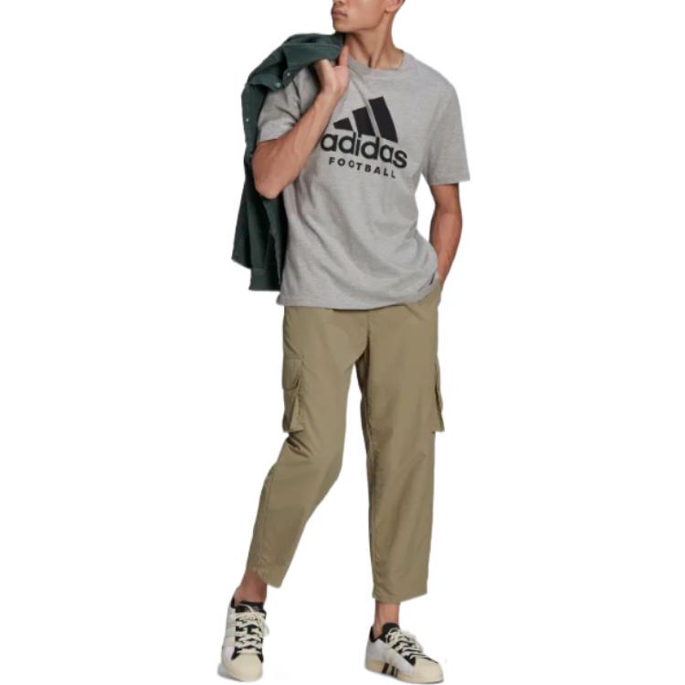 Adidas Футболка с коротким рукавом и круглым вырезом с логотипом, мужская, серая HA0906