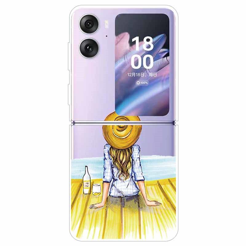 Для Oppo Find N2 Flip Чехол CPH2437 Прозрачный Жесткий ПК Чехол для Телефона для Oppo Find N2 Flip Funda N 2 Flip Защитный Coque