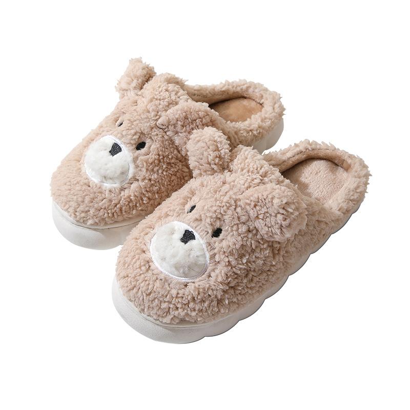 Winter New Cute Cartoon Bear Cotton Slippers Household Wholesale Women's Thick Bottom Indoor Home Plush Slippers