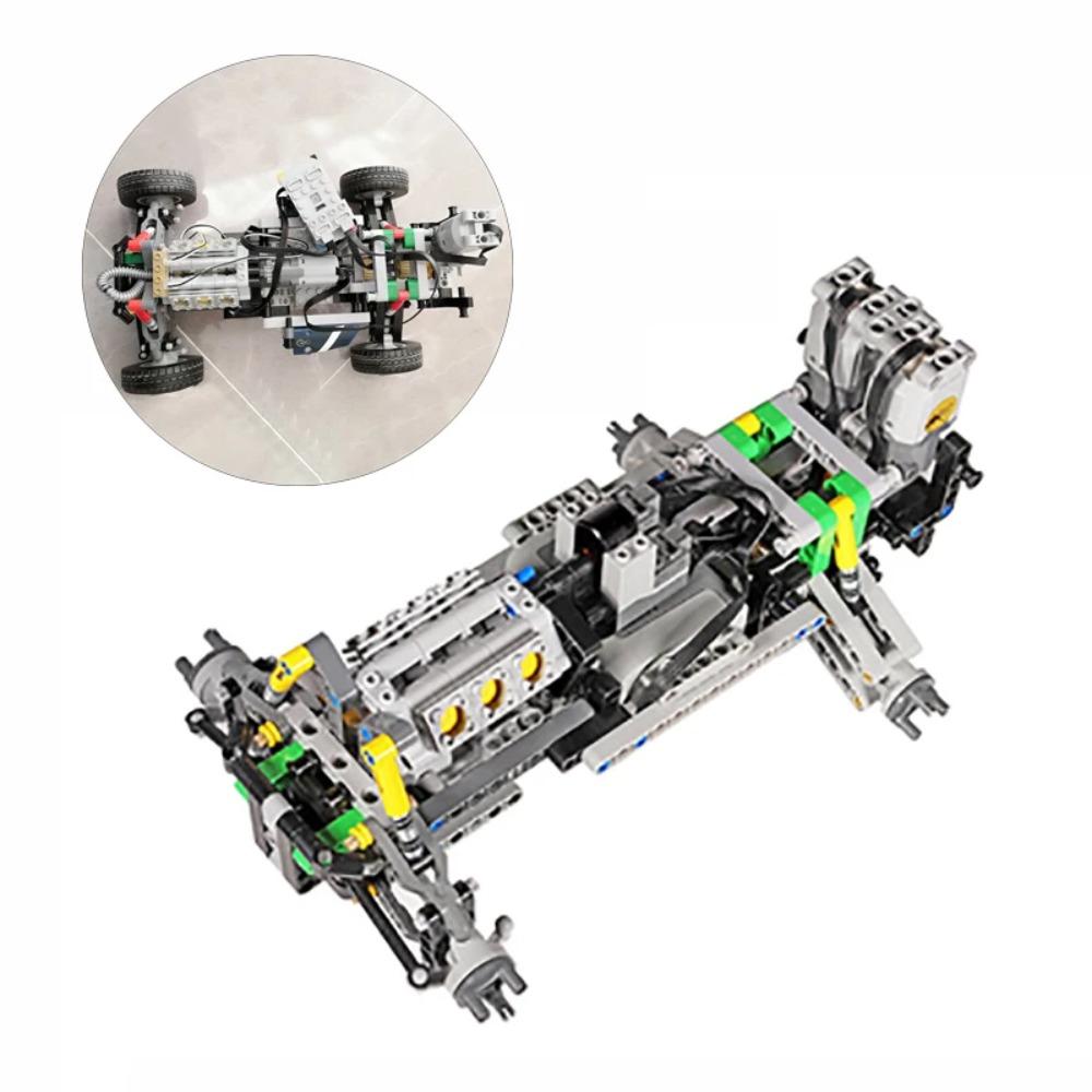 НОВЫЙ MOC Рулевое шасси независимая подвеска колес мини-макет V8 двигателя Коробка передач скорости Совместим с High-tech для бездорожья