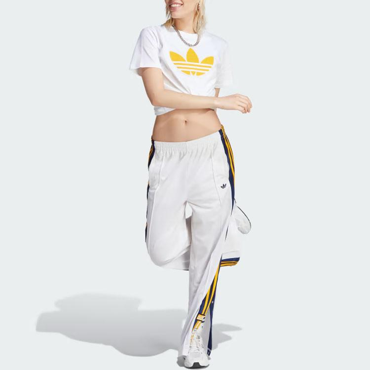 Adidas Футболка Originals Pearl Trefoil с логотипом, круглым вырезом и коротким рукавом, женские топы белого цвета IM1922