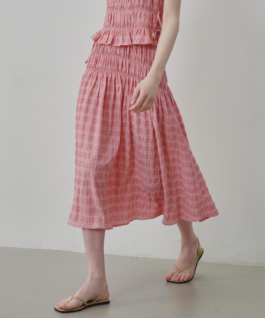 Юбка с эластичной спинкой в клетку 'Ollibeudeollibeu Smocking Check Back Elastic Skirt' (Настраивать) Oe6Ms6540