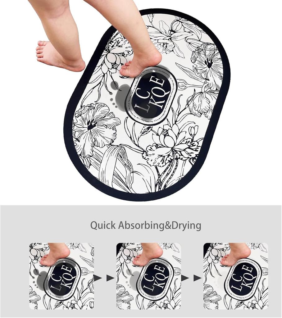 Коврик для пола в стиле ретро для ванной комнаты с диатомовой грязью, состоящий из трех частей, U-образный коврик для унитаза, впитывающий нескользящий коврик для ног, коврик для входной двери