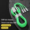 120W Fast Charging Transparent Luminous Digital Three-in-One Data Cable