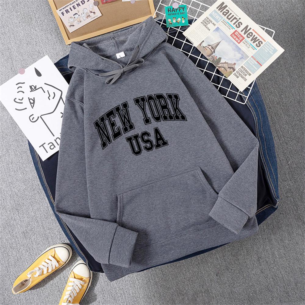 NEW YORK USA Женская толстовка с капюшоном уличная повседневная свободная толстовка осенняя флисовая с капюшоном хип-хоп O-образным вырезом женская одежда